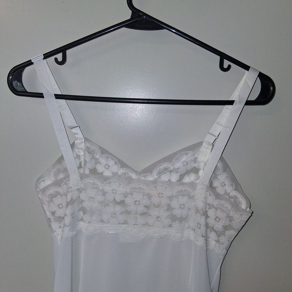 Vintage 60s Philmaid White Nylon Slip Dress S/M Romantic Lace Coquette Feminine - Picture 7 of 12